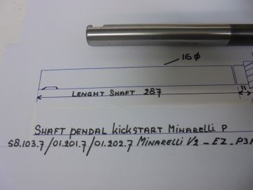 01.0102.7 Shaft kickstart Minarelli V2-E2-P3 and W3 ( look picture for sizes) new