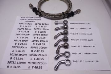 90774 Hose brake.clutch(rvs)racing lenght 40cm for many bikes new >see picture< also the banjo's