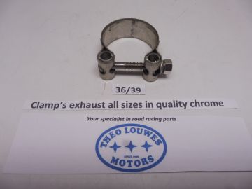 Exhaust clamp size 36/39mm unifersal in chrome new for all bikes