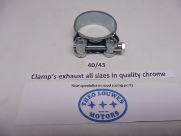 Exhaust clamp size 40/43mm unifersal in chrome new for all bikes