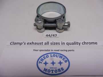 Exhaust clamp size 44/47mm unifersal in chrome new for all bikes