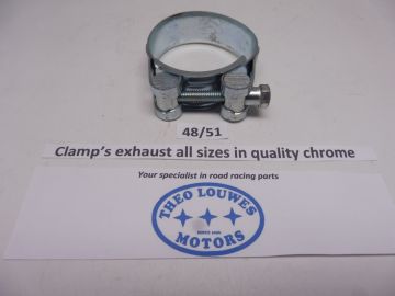 Exhaust clamp size 48/51mm unifersal in chrome new for all bikes