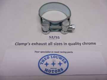 Exhaust clamp size 52/55mm unifersal in chrome new for all bikes