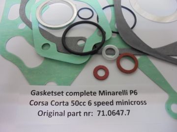 71.0648.7 Gasket set Minarelli P6 corsa corta 50cc ' 75 up new 