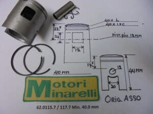 Minarelli - 62.0115.7 / 117.7 Piston assy 40mm - 80cc/P6 Corsa Corta/G1 automatic/P6/P3/P4/W3 - Piston
