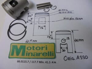 Minarelli - 62.0115.7 / 117.7 Pist.assy 41.5mm - P2/P3/P4/W3  or 6- Piston