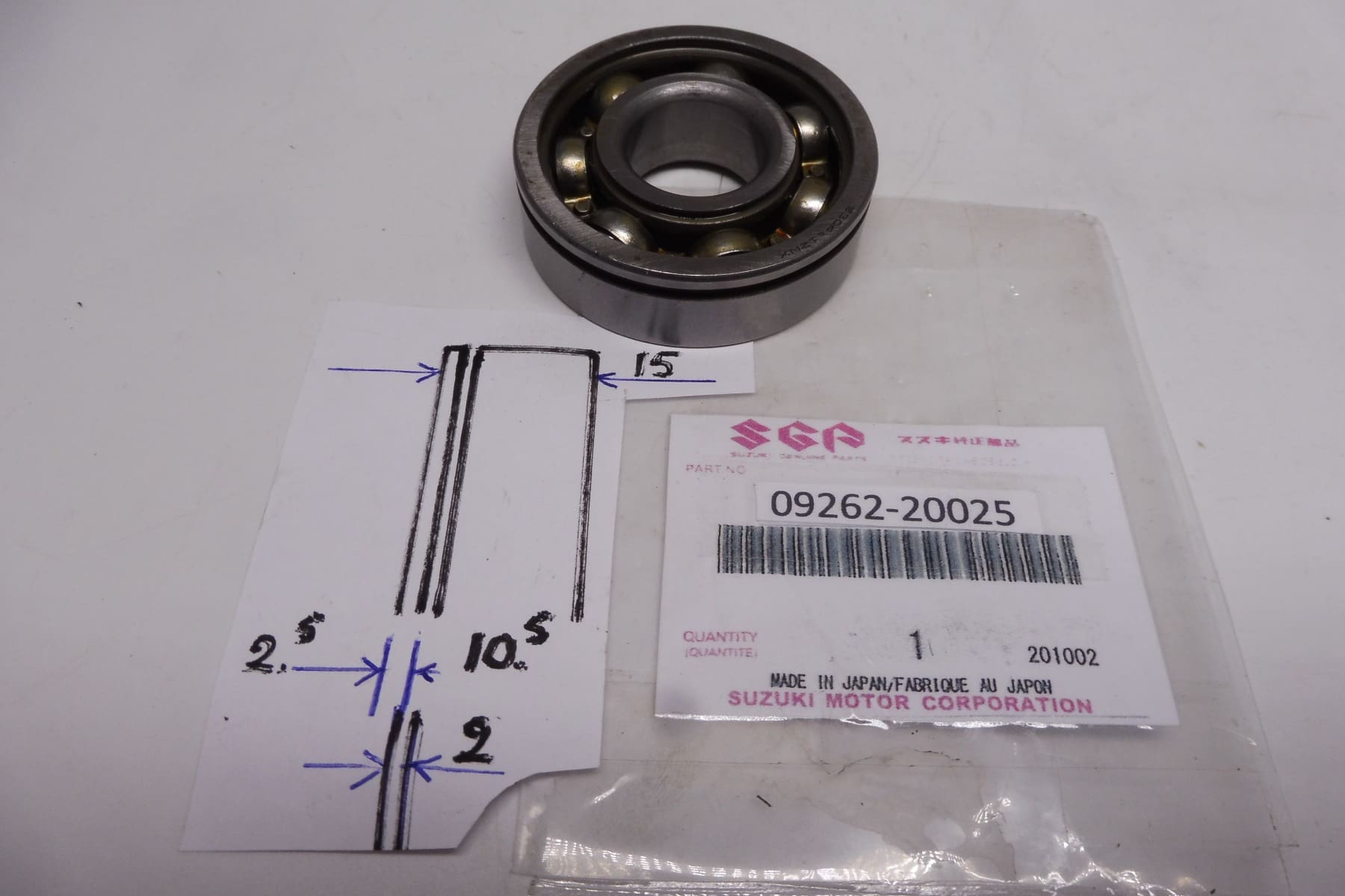 09262-20025 Bearing transmissy Suzuki T250-350 / GT250-350 1969 till 1977 >NEW
