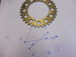 3YL-25433-00 Sprocket rear Yam.TZ's '92 up 1x34-35-36-37 and 39T