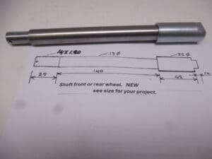 Shaft front/rear wheel Hon/Yam/Kaw/Suz. see size for your project