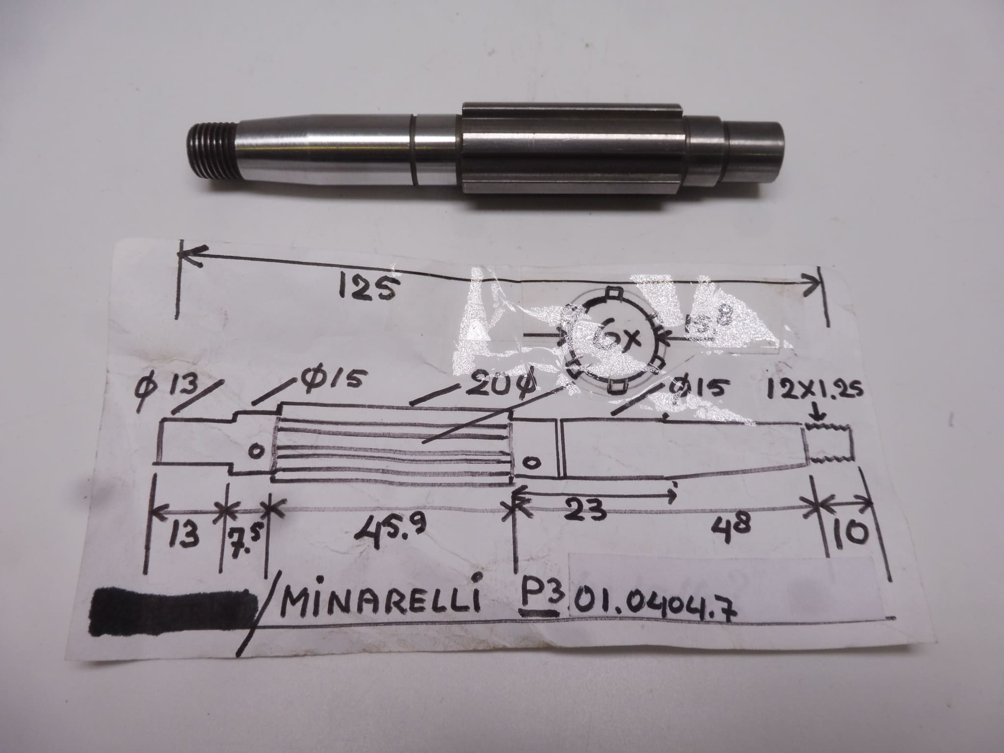 01.0404.7 Shaft gearbox Minarelli W3 speed New L. 125 mm