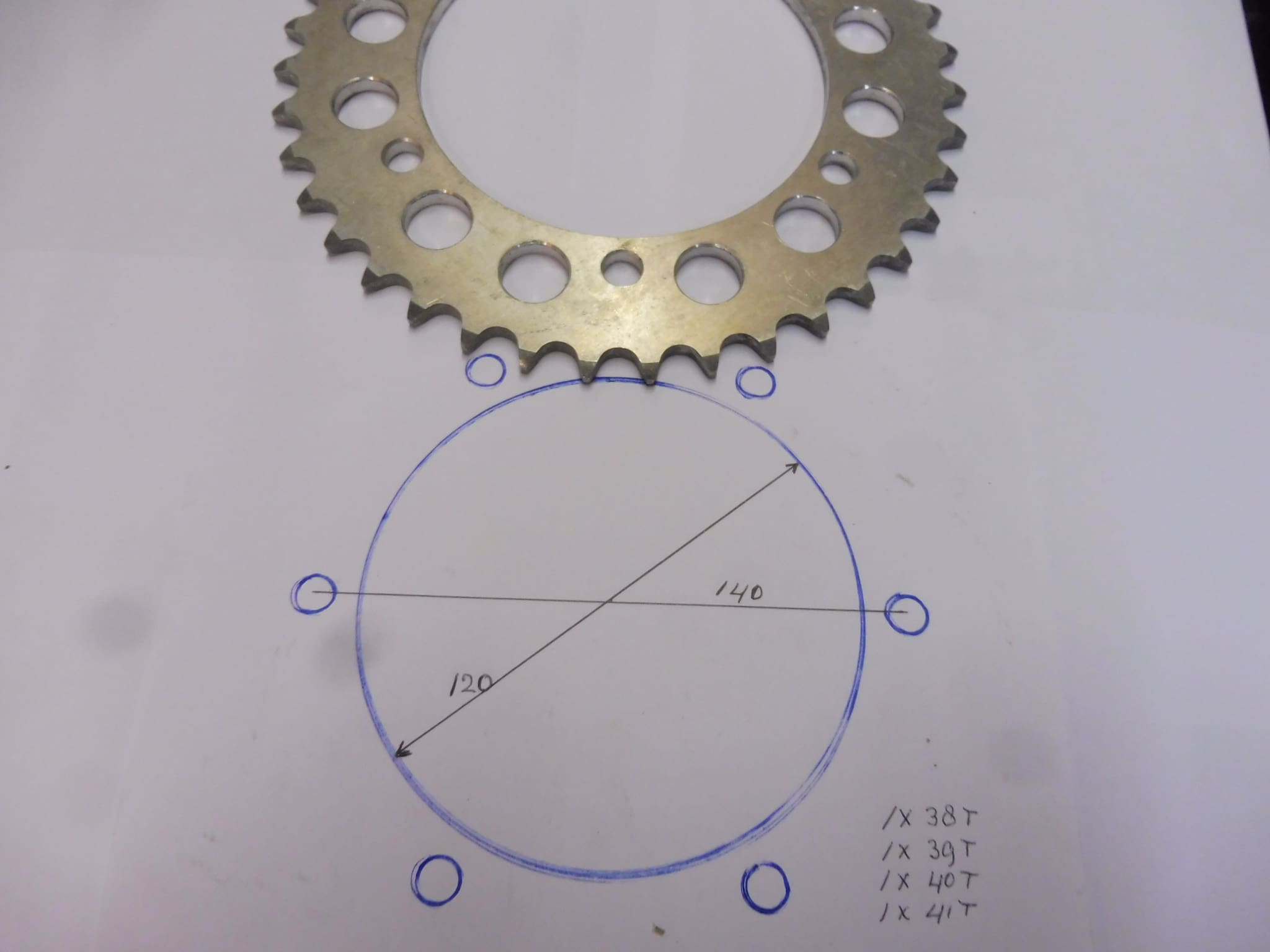 4TW-25433-00 Sprocket rear Yam.TZ's'20up 1x38-1x39-1x40 and 1x41T