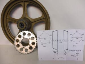Wheel rear (PVM) for Yam.TZ250-350 '75 till '83 in perfect cond.
