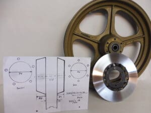 Alternative view of Wheel rear (PVM) for Yam.TZ250-350 '75 till '83 in perfect cond.